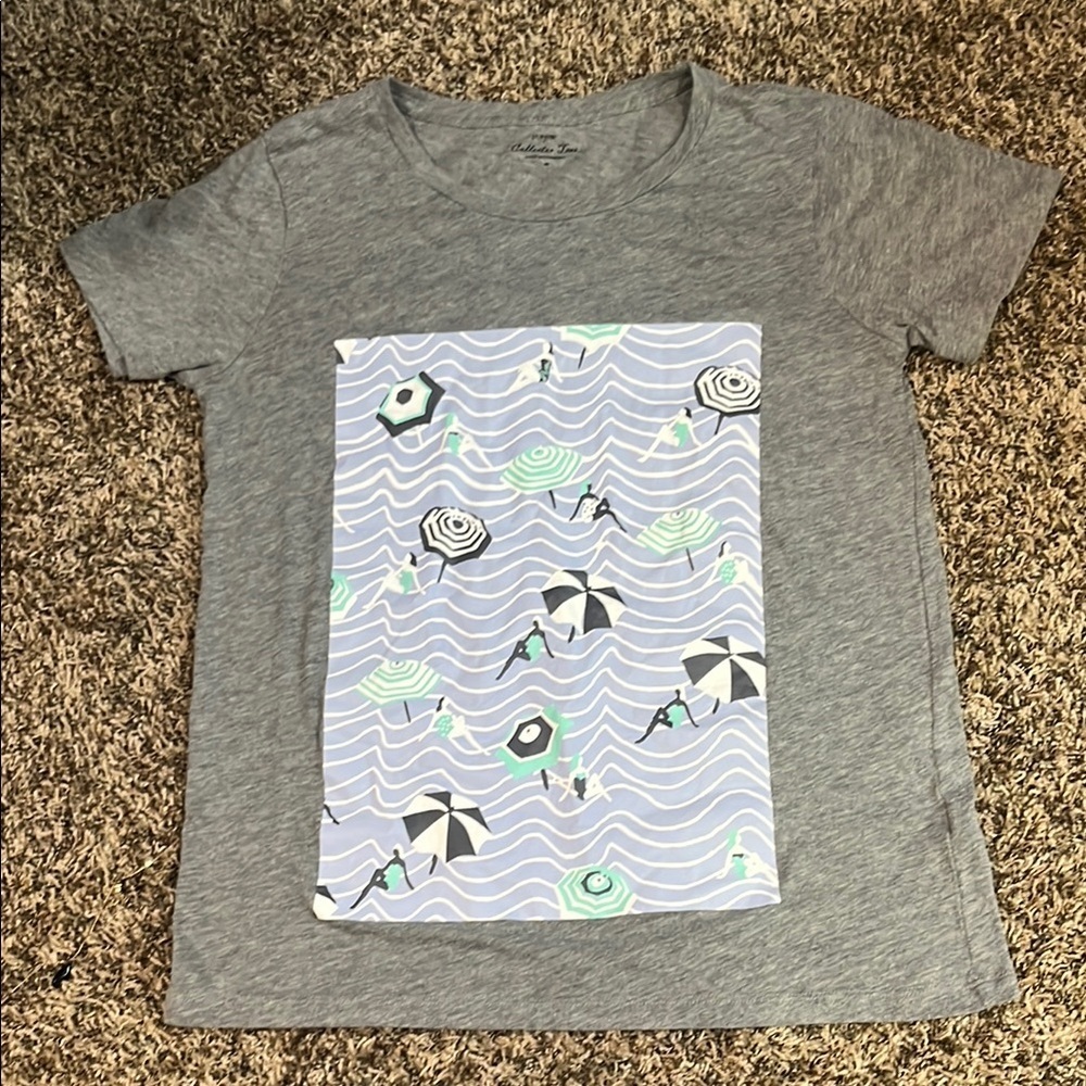 J. Crew Gray Graphic Short Sleeve Tee